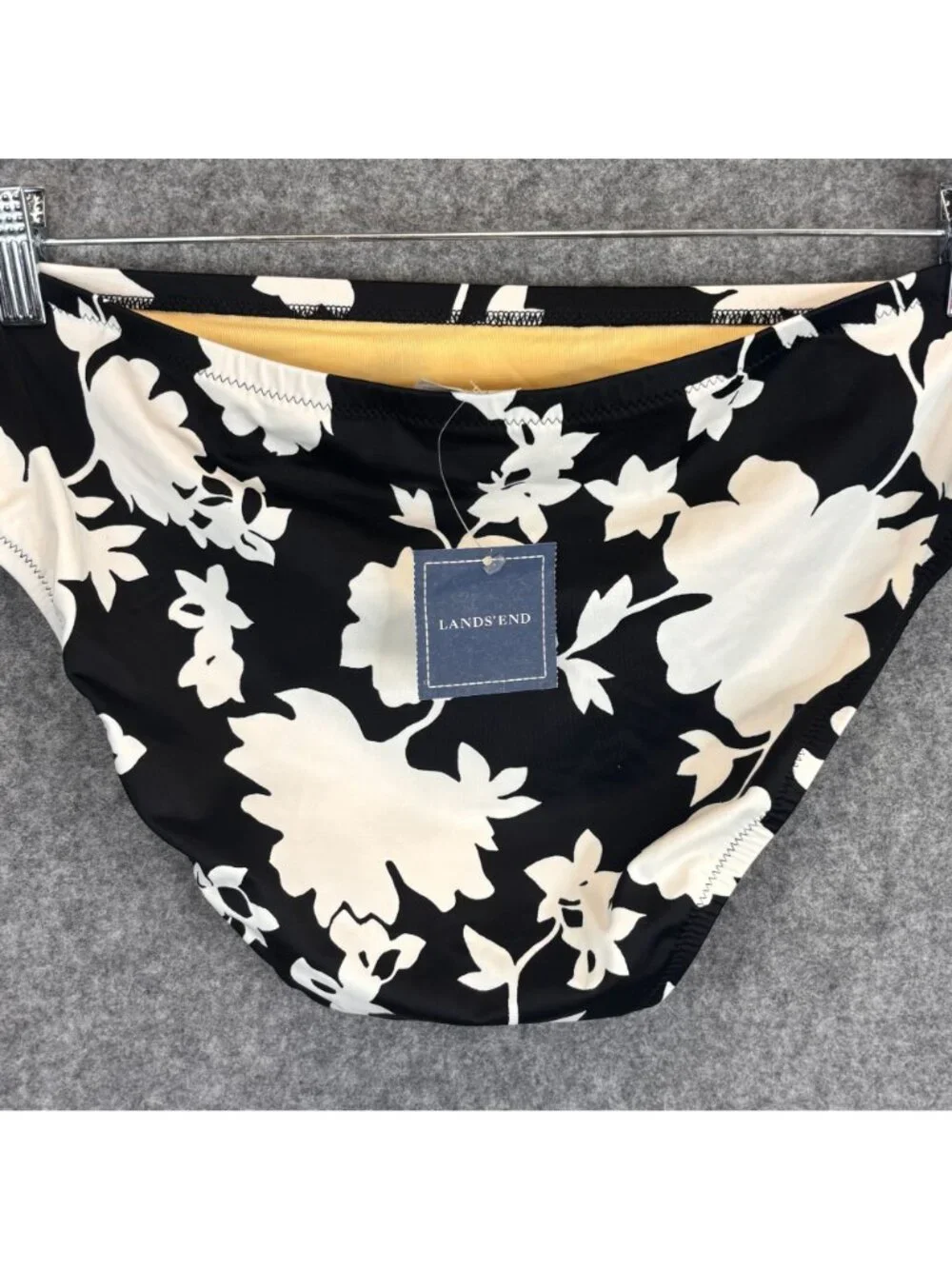 Lands End Womens Size 12 Floral Bikini Swim Suit Bottom Black White NWT